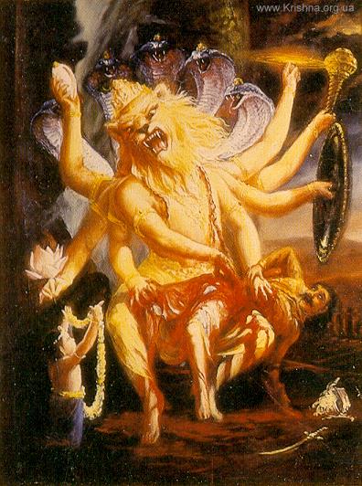 Господь Нрисимха и царь демонов Хираньякашипу