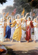Lord Caitanya Mahaprabhu leads the Chanting party thorough Navadwip.
